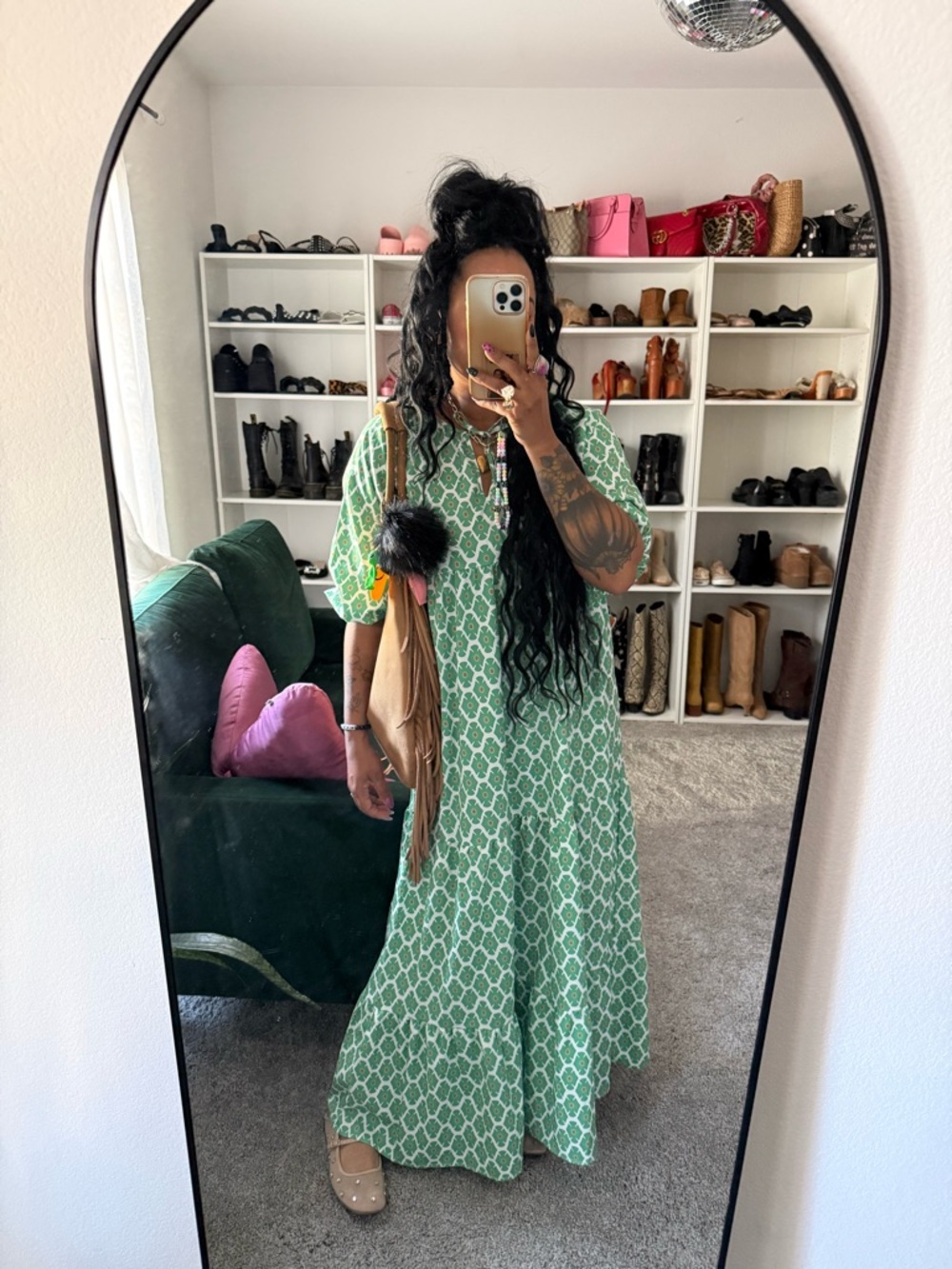 Green Boho Maxi Dress
